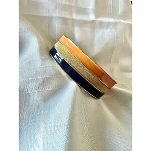 Blue, Pink And Sparkling Gold Hinge Closure Bracelet‎